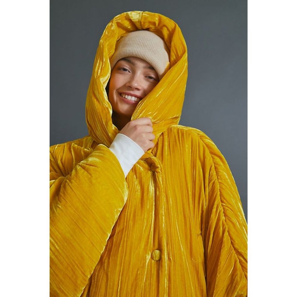 Anthropologie OOF Saffron Velvet Puffer Jacket - Picture 3 of 15